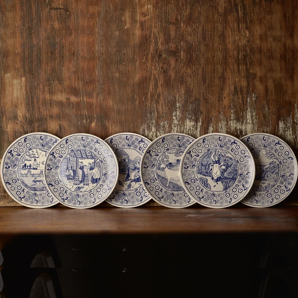 Set of 6 Ceramic Plates For Cheese