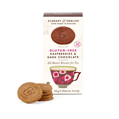 Gluten-Free Elegant & English Raspberries & Dark Chocolate Biscuits