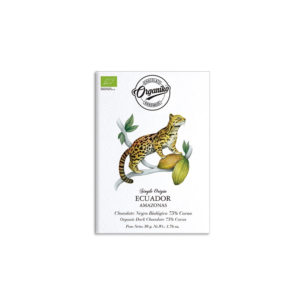 Chocolate Organiko Organic ECUADOR - Organic Dark Chocolate 75% Cocoa.