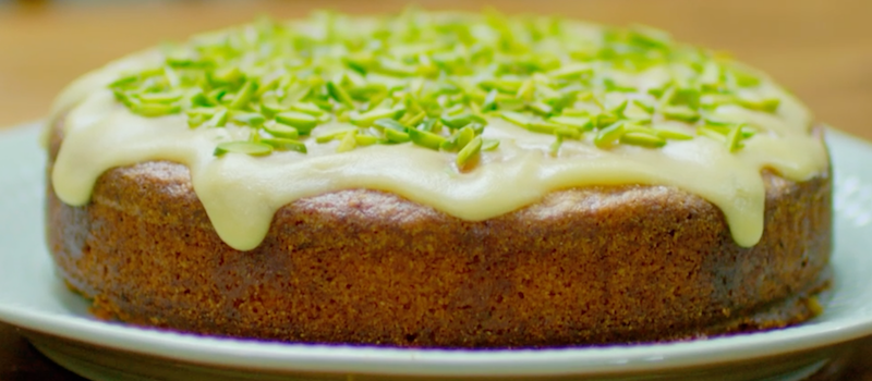 Orange blossom and rosemary polenta cake with thyme and orange syrup